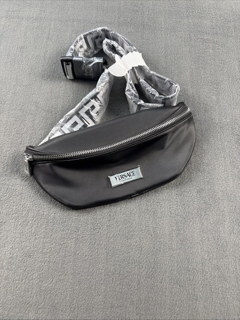 Versace Men's Fragrances Luxury Belt Bag Black Waist Travel Fanny Pack